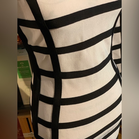 Black and white stripe bandage dress in size M( no tags ) - Picture 2 of 5